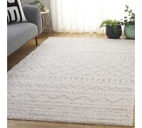 Safavieh Alfombra Peluda para salón, Comedor, Dormitorio, colección Arizona, Pelo Corto, Marfil y Beige, 122 x 183 cm