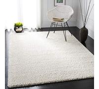 Safavieh Alfombra Peluda para salón, Comedor, Dormitorio, colección August Shag Collection, Pelo Corto, Color Marfil, 162 x 159 cm