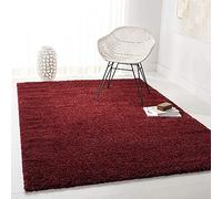 Safavieh Alfombra Peluda para salón, Comedor, Dormitorio, colección August Shag Collection, Pelo Corto, Color Burdeos, 90 x 90 cm