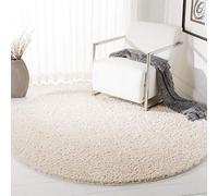 Safavieh Alfombra peluda para salón, comedor, dormitorio, colección August Shag Collection, pelo corto, color marfil, 122 x 122 cm