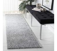 SAFAVIEH Alfombra Peluda para salón, Comedor, Dormitorio, colección August Shag Collection, Pelo Corto, Plata, 76 x 183 cm