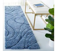 Safavieh Alfombra Peluda para salón, Comedor, Dormitorio, colección Florida, Pelo Alto, Azul Claro y Azul, 69 x 274 cm