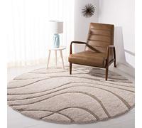 Safavieh Alfombra Peluda para salón, Comedor, Dormitorio, colección Florida, Pelo Alto, Crema y Beige, 122 x 122 cm