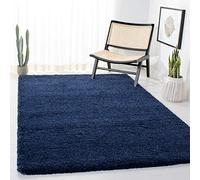 Safavieh Alfombra Peluda para salón, Comedor, Dormitorio, colección Milan Shag Collection, Pelo Alto, Azul Marino, 91 x 91 cm