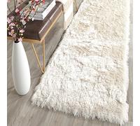 Safavieh Alfombra Peluda para salón, Comedor, Dormitorio, colección Paris Shag Collection de Pelo Alto, Color Marfil, 69 x 244 cm