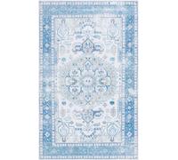 Safavieh - Alfombra Tradicional Lavable a máquina y Antideslizante, Ideal para Zonas de Alto Paso, Arizona Collection, Alfombra de Pelo Corto, Azul y Beige, 152 x 244 cm