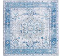 Safavieh Alfombra Tradicional - Lavable a máquina y Antideslizante - Ideal para Zonas de Alto Paso - Arizona Collection, Alfombra de Pelo Corto, Azul y Beige, 183 x 183 cm