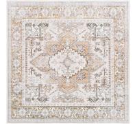 Safavieh Alfombra Tradicional - Lavable a máquina y Antideslizante - Ideal para Zonas de Alto Paso - Arizona Collection, Alfombra de Pelo Corto, Beige y Dorado, 183 x 183 cm