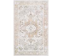 Safavieh - Alfombra Tradicional Lavable a máquina y Antideslizante, Ideal para Zonas de Alto Paso, Arizona Collection, Alfombra de Pelo Corto, Beige y Oro, 200 x 300 cm