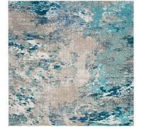 SAFAVIEH Alfombra Boho para salón, Comedor, Dormitorio, colección Madison de Pelo Corto, Azul y Gris, 160 x 160 cm