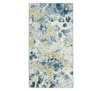 Safavieh Alfombra Rectangular Abstracta Trenzada, colección Acquarello, Color Blanco Marfil/Azul, 79 x 152 cm, Polipropene.