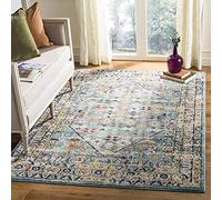 SAFAVIEH Alfombra Rectangular Boho Chic Trenzada, colección Monaco, Azul/Gris Claro, 122 x 170 cm, Polipropene.