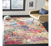 Safavieh Alfombra Rectangular Boho Chic Trenzada, colección Monaco, Azul/Naranja, 122 x 170 cm, Polipropene.