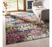 Safavieh Alfombra Rectangular Boho Chic Trenzada, colección Monaco, Verde/Azul, 122 x 170 cm, Polipropene.