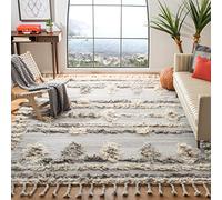 Safavieh Alfombra Rectangular de Estilo marroquí, Anudada a Mano, colección Kenya, Gris/Blanco Marfil, 152 x 244 cm, 80% Lana / 20% algodón