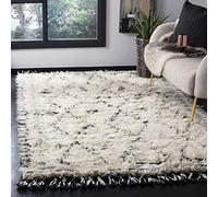 Safavieh Alfombra Rectangular de Estilo marroquí, con Nudos a Mano, colección Kenya, KNY352, en Color Marfil/Negro, 160 x 229 cm, para salón, Dormitorio o Cualquier Espacio Interior