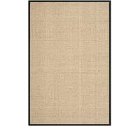 Safavieh Alfombra Rectangular de Fibra Natural para Interiores, colección de Fibra Natural, NF114, en Color Natural/Negro, 152 x 244 cm para salón, Dormitorio o Cualquier Espacio Interior