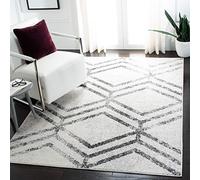 Safavieh Alfombra Rectangular de Tejido geométrico para Interiores, colección Adirondack, ADR253, Color Marfil/Gris, 122 x 183 cm, para salón, Dormitorio o Cualquier Espacio Interior