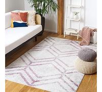 Safavieh Alfombra Rectangular de Tejido geométrico para Interiores, colección Adirondack, ADR253, Color Marfil y Ciruela, 122 x 183 cm, para salón, Dormitorio o Cualquier Espacio Interior