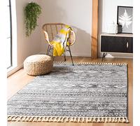 Safavieh Alfombra Rectangular marroquí Trenzada, colección Marrakesh, Azul Oscuro/Gris, 160 x 229 cm, poliéster