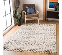 Safavieh Alfombra Rectangular marroquí Trenzada, colección Marrakesh, Color Blanco MarfilGris, 122 x 183 cm, poliéster