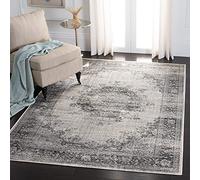 Safavieh Alfombra Rectangular Medalla Vintage Trenzada, colección Atlante, Color Blanco Marfil y Gris, 160 x 231 cm, Viscosa