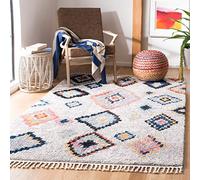 Safavieh Alfombra Rectangular Tejida Bohemia para Interiores, colección Morocco, MRC940, en Crema/Multicolor, 122 x 183 cm para Sala de Estar, Dormitorio o Cualquier Espacio Interior