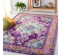 Safavieh Alfombra Rectangular Tejida Boho Chic para Interiores, colección Mónaco, MNC243, en Violeta/Azul Claro, 155 x 231 cm, para salón, Dormitorio o Cualquier Espacio Interior