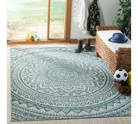 Safavieh Alfombra Rectangular Tejida contemporánea para Interiores y Exteriores, colección Courtyard, CY8734, en Gris Claro/Verde Azulado, 122 x 170 cm, para jardín, Patio o Cualquier Espacio al Aire