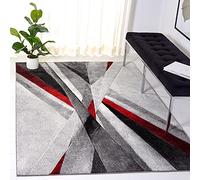 Safavieh Alfombra Rectangular Tejida para Interiores, diseño Moderno, colección Hollywood, HLW710, en Gris/Rojo, 79 x 152 cm para Sala de Estar, Dormitorio o Cualquier Espacio Interior