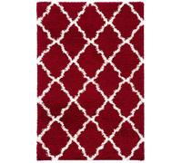Safavieh Alfombra Shag para salón, Comedor, Dormitorio - Colección Dallas Shag Collection, Pelo Largo, Rojo y Marfil, 155 x 229 cm