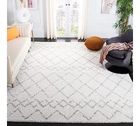 Safavieh Alfombra Shag Sala de Estar, Comedor, Dormitorio - Berber Shag Collection, Pelo Corto, Crema y Gris Claro, 91 X 152 cm