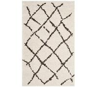 Safavieh Alfombra Shag Sala de Estar, Comedor, Dormitorio - Berber Shag Collection, Pelo Corto, Crema y Marrón, 91 X 152 cm