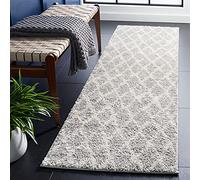 Safavieh Alfombra Shag Sala de Estar, Comedor, Dormitorio - Berber Shag Collection, Pelo Corto, Gris Claro y Crema, 69 X 244 cm