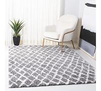 Safavieh Alfombra Shag Sala de Estar, Comedor, Dormitorio - Berber Shag Collection, Pelo Corto, Gris Claro y Crema, 122 X 183 cm