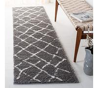 Safavieh Alfombra Shag Sala de Estar, Comedor, Dormitorio - Berber Shag Collection, Pelo Corto, Gris Claro y Crema, 69 X 244 cm