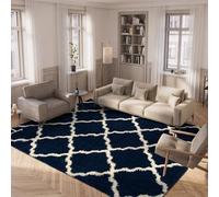 SAFAVIEH Alfombra Shag Sala de Estar, Comedor, Dormitorio - Dallas Shag Collection, Pelo Largo, Azul Marino y Marfil, 183 X 274 cm