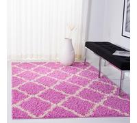 SAFAVIEH Alfombra Shag Sala de Estar, Comedor, Dormitorio - Dallas Shag Collection, Pelo Largo, Rosa y Marfil, 183 X 274 cm