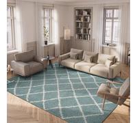 Safavieh Alfombra Shag Sala de Estar, Comedor, Dormitorio - Dallas Shag Collection, Pelo Largo, Seafoam y Marfil, 183 X 274 cm