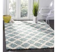 SAFAVIEH Alfombra Shag Sala de Estar, Comedor, Dormitorio - Dallas Shag Collection, Pelo Largo, Seafoam y Marfil, 155 X 229 cm
