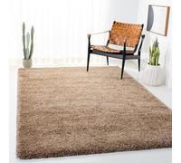 Safavieh Alfombra Shag Sala de Estar, Comedor, Dormitorio - Milan Shag Collection, Pelo Largo, Beige Oscuro, 122 X 183 cm