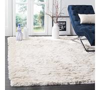Safavieh Alfombra Shag Sala de Estar, Comedor, Dormitorio - Paris Shag Collection, Pelo Largo, Marfil, 152 X 152 cm