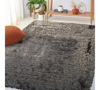 Safavieh Alfombra Shag Sala de Estar, Comedor, Dormitorio - Paris Shag Collection, Pelo Largo, Titanio, 152 X 244 cm