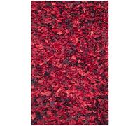 Safavieh Alfombra Shag Sala de Estar, Comedor, Dormitorio - Rio Shag Collection, Pelo Largo, Rojo y Multi, 183 X 274 cm