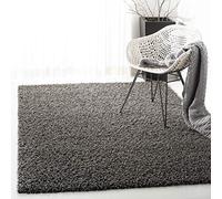 Safavieh Alfombra Shaggy para salón, Comedor, Dormitorio, colección Athens Shag, Pelo Alto, Color Gris Oscuro, 155 x 229 cm