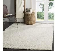 Safavieh Alfombra Shaggy para salón, Comedor, Dormitorio, colección Athens Shag, Pelo Largo, Color Blanco, 122 x 183 cm