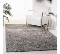 Safavieh Alfombra Shaggy para salón, Comedor, Dormitorio, colección Athens Shag, Pelo Largo, Color Gris Claro, 155 x 229 cm