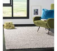 Safavieh Alfombra Shaggy para salón, Comedor, Dormitorio, colección Athens Shag, Pelo Largo, Color Plateado, 122 x 183 cm