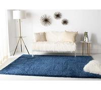 Safavieh Alfombra Shaggy para salón, Comedor, Dormitorio, colección August Shag de Pelo Corto, Color Azul Marino, 91 x 152 cm