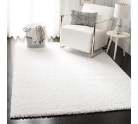 Safavieh Alfombra Shaggy para salón, Comedor, Dormitorio, colección August Shag de Pelo Corto, Color Blanco, 122 x 183 cm